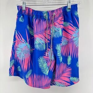 Boardies Apparel Men's Large Palm Print Swim Trunks Shorts Blue Pink Green